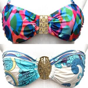 2 Trina Turk Multi-Color Bandeau Bikini Tops Size 4